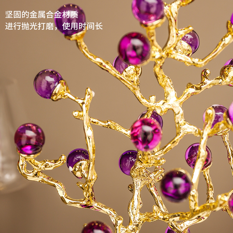Light luxury high-end amethyst decorative plant ornaments, home living room, entrance hall, office desk decoration handicrafts details Picture