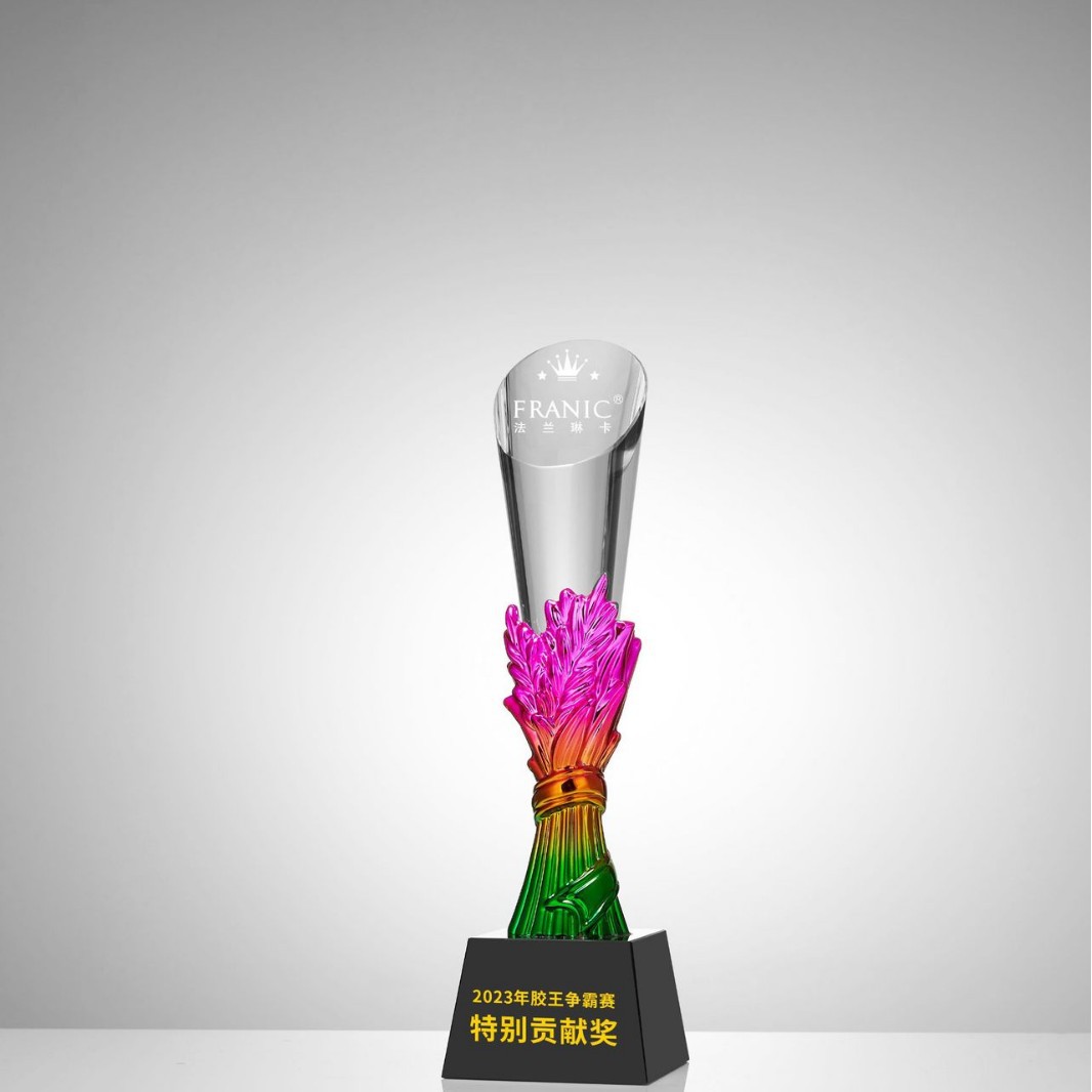 New crystal trophy, creative resin medal, seven-color cylindrical trophy, event competition award trophy, souvenir Item Picture