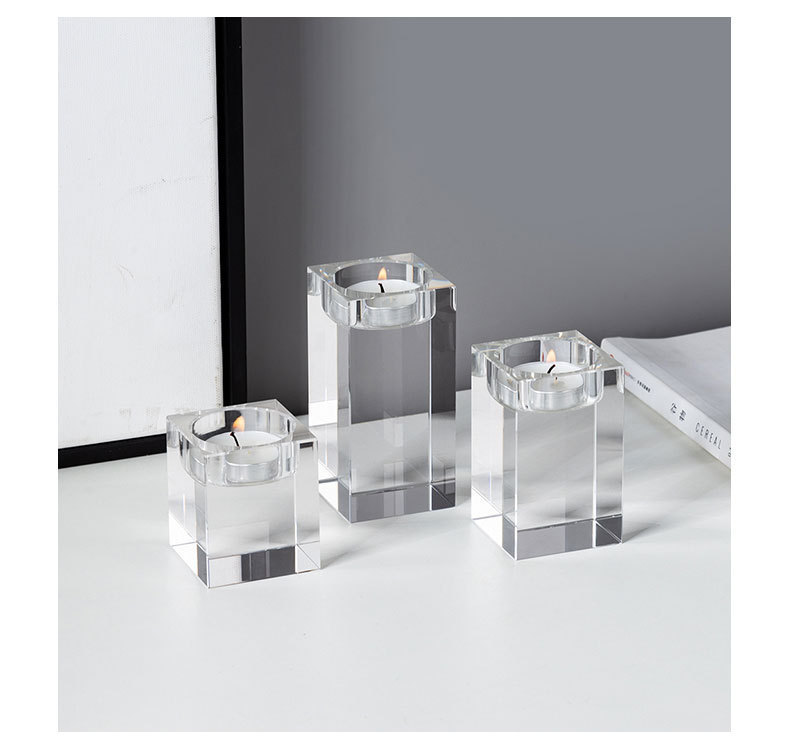 Nordic light luxury square crystal candlestick decoration, romantic candlelight dinner prop, candlestick table and table stand decoration pic 14
