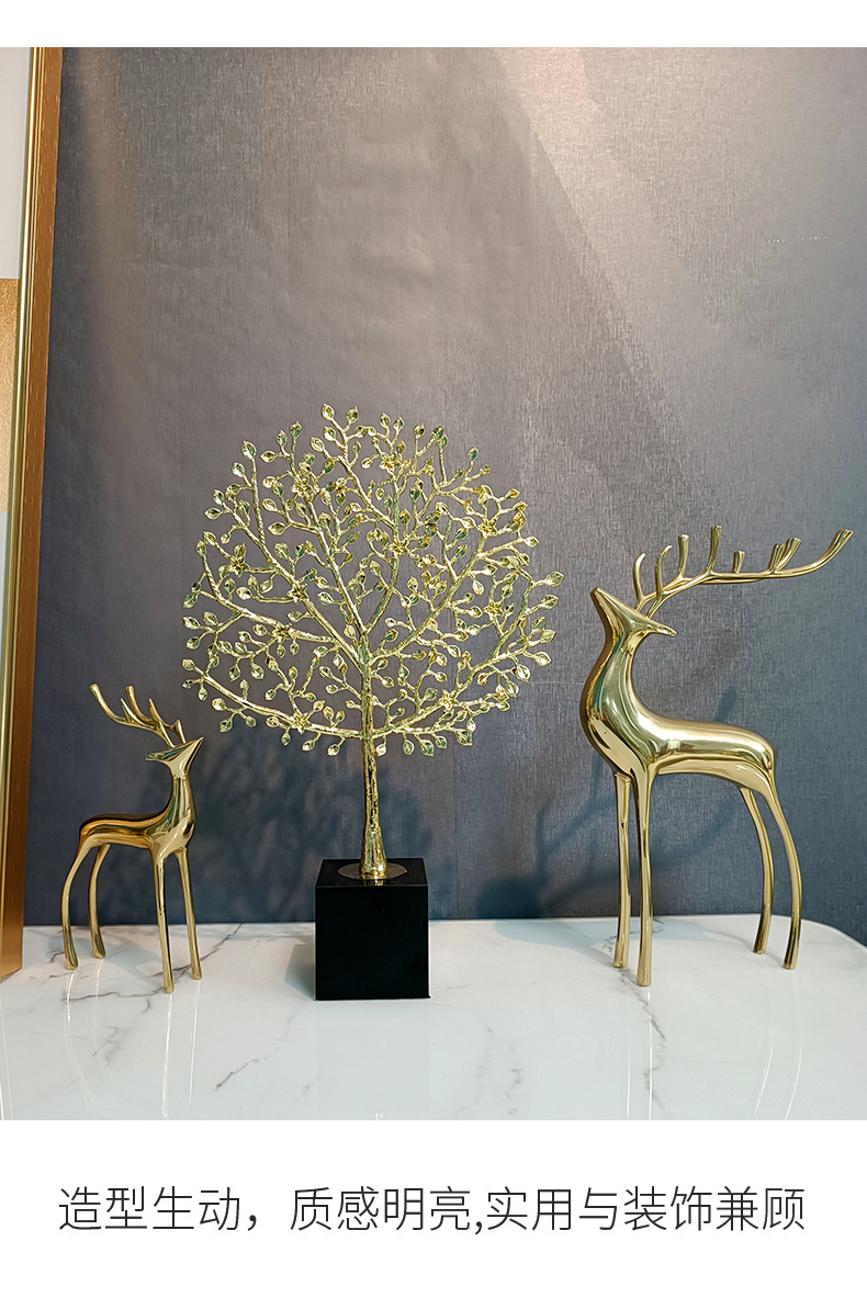 Nordic light luxury home decoration items for prosperity and wealth, high-end metal handicrafts factory for living room and office desk decoration pic 6