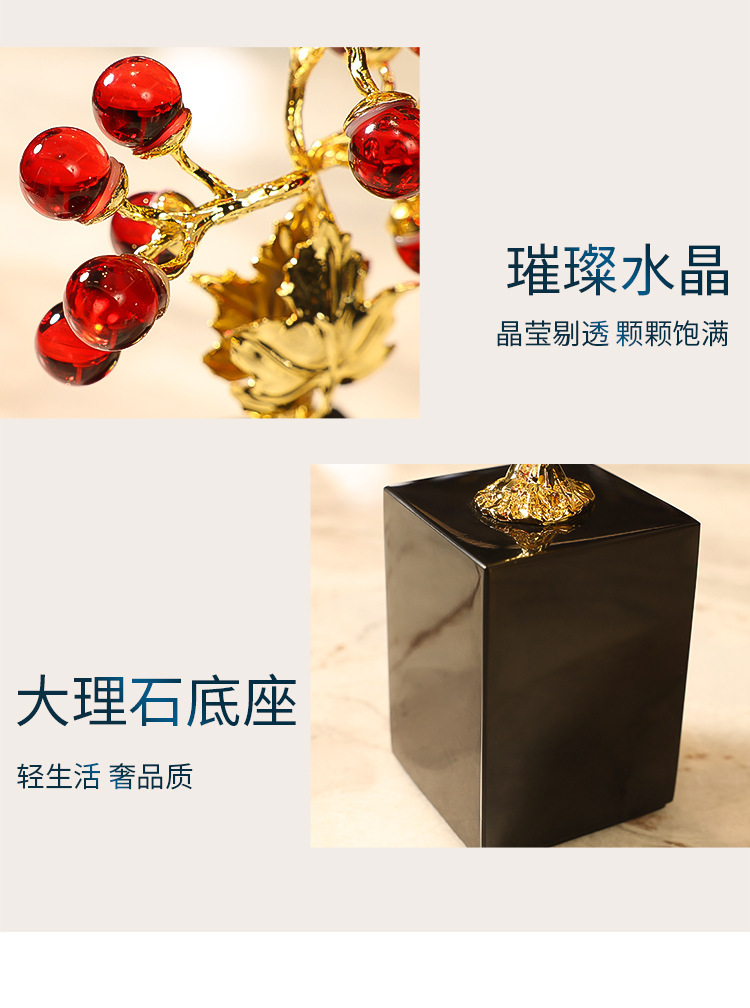 轻奢高级酒柜发财树摆件金玉满堂创意玄关柜子合金装饰品乔迁礼品详情11
