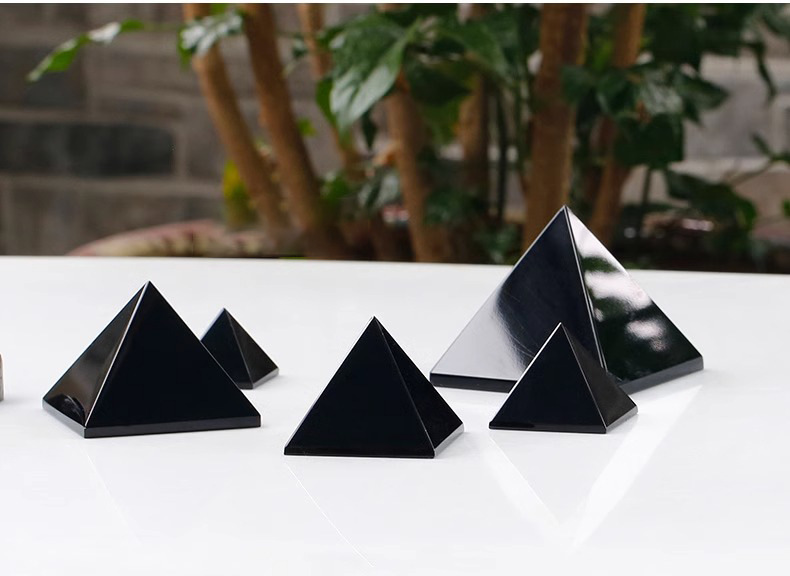 Obsidian pyramid ornaments, black crystal car raw stone, living room, office, home and study decoration pyramid pic 15