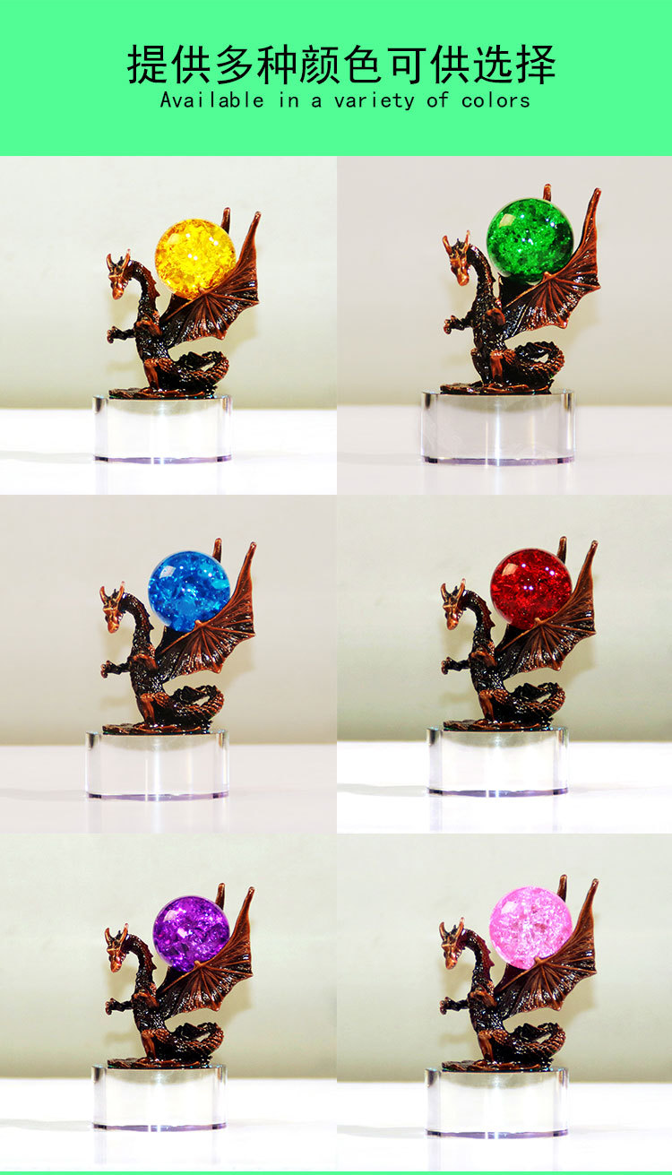 Metal pterodactyl crystal ball ornaments, desk and wine cabinet decoration, modern creative model room metal ornaments and handicrafts pic 1