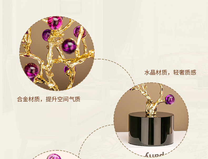 Light luxury high-end amethyst decorative plant ornaments, home living room, entrance hall, office desk decoration handicrafts pic 4