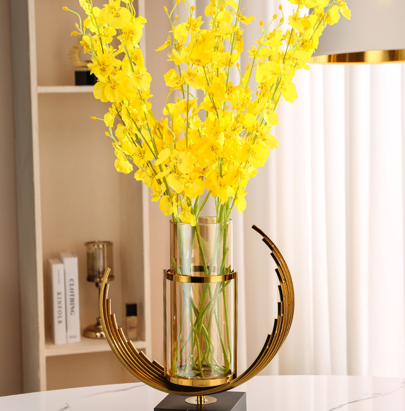 Creative living room light luxury style glass large high-end sense vase, high-end home living room dining table decorative items wholesale pic 3