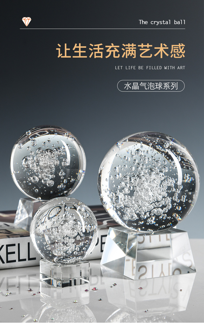 Ice crack ball crystal glass ball decorative items, artificial rockery fountain crack water flow bonsai handicrafts and ornaments pic 1