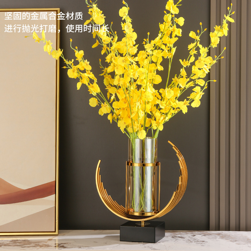 Creative living room light luxury style glass large high-end sense vase, high-end home living room dining table decorative items wholesale details Picture
