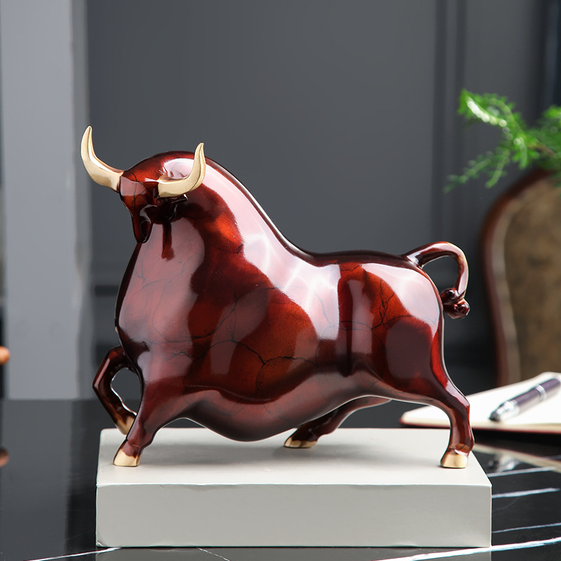 轻奢铜牛高级感摆件家居客厅办公室办公桌动物装饰礼物开业工艺品
