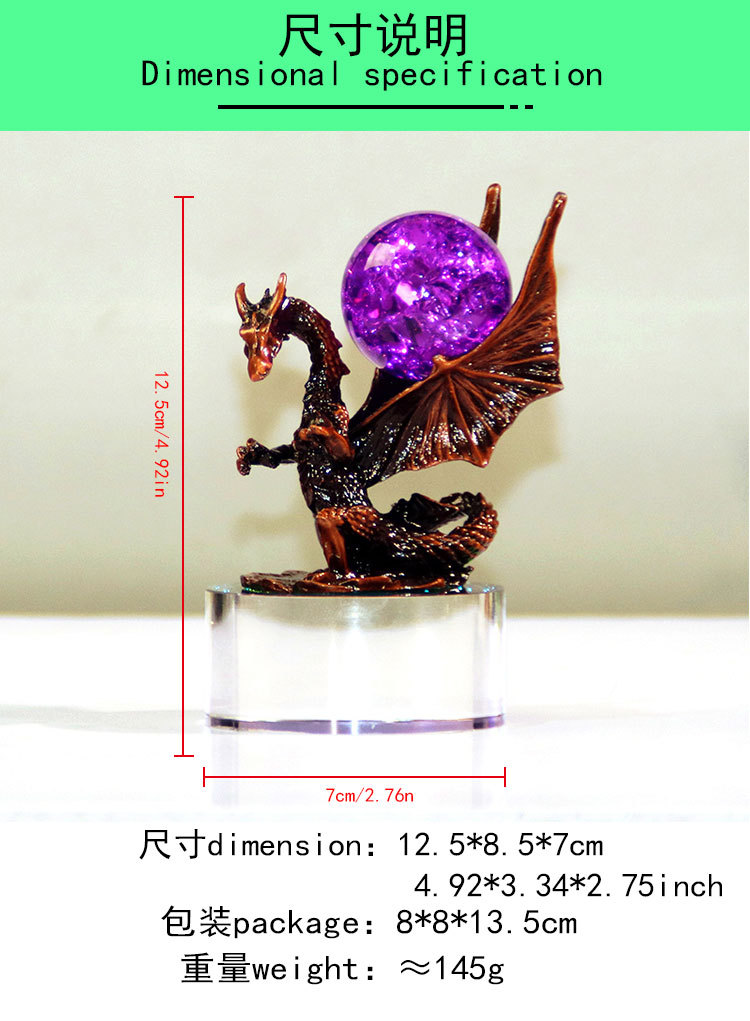 Metal pterodactyl crystal ball ornaments, desk and wine cabinet decoration, modern creative model room metal ornaments and handicrafts pic 2