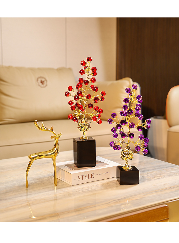 轻奢高级酒柜发财树摆件金玉满堂创意玄关柜子合金装饰品乔迁礼品详情7