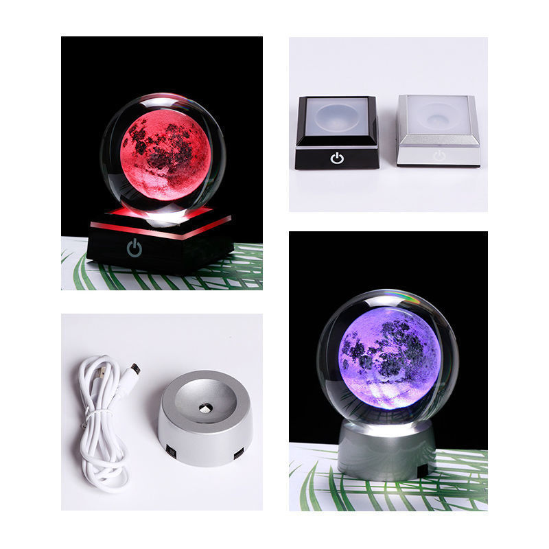 Creative cross-border wholesale 3D inwardly engraved luminous crystal balls, solar system birthday gifts, executive home decorations, handicrafts pic 4