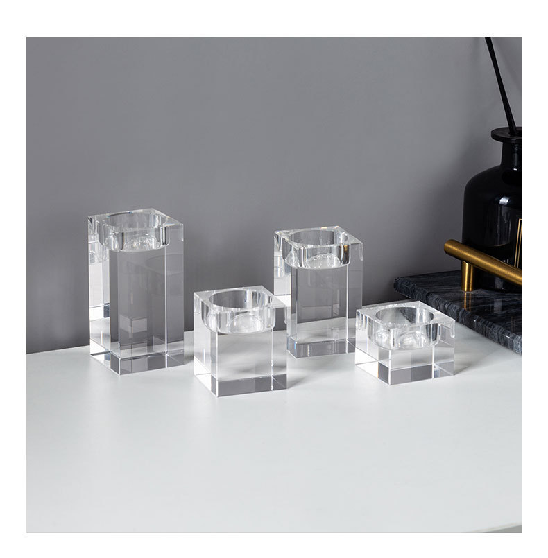 Nordic light luxury square crystal candlestick decoration, romantic candlelight dinner prop, candlestick table and table stand decoration pic 10