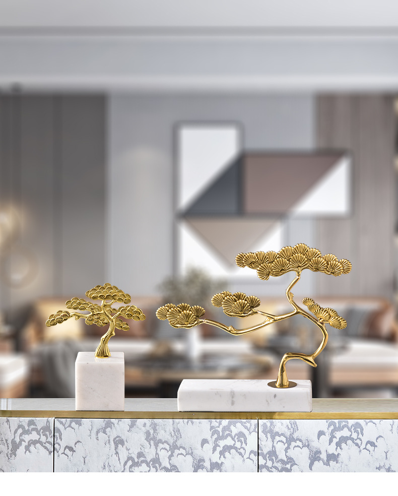 Model room, hotel, club, TV cabinet, entrance hall soft furnishings, high-end marble, paulownia tree decorative items and ornaments pic 1