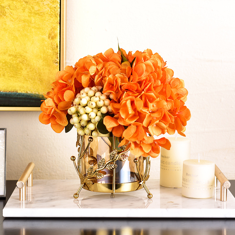 Thickened modern metal floral vase, Nordic light luxury dining table, special decorative glass ornament for dried flower arrangement details Picture
