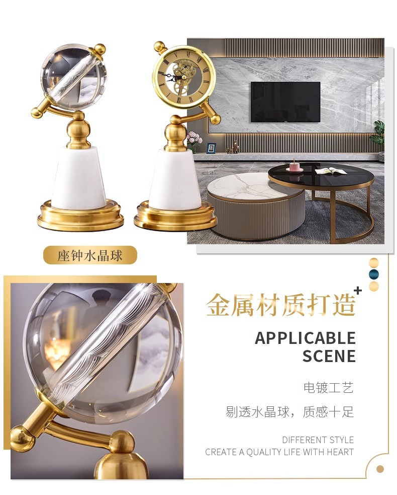 Creative and light luxury desktop clock ornaments, high-end home office desks, study rooms, wine cabinets, decorative handicrafts pic 2