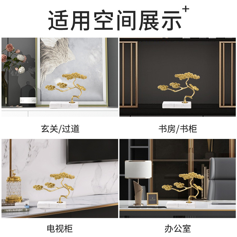 Model room, hotel, club, TV cabinet, entrance hall soft furnishings, high-end marble, paulownia tree decorative items and ornaments Specification image