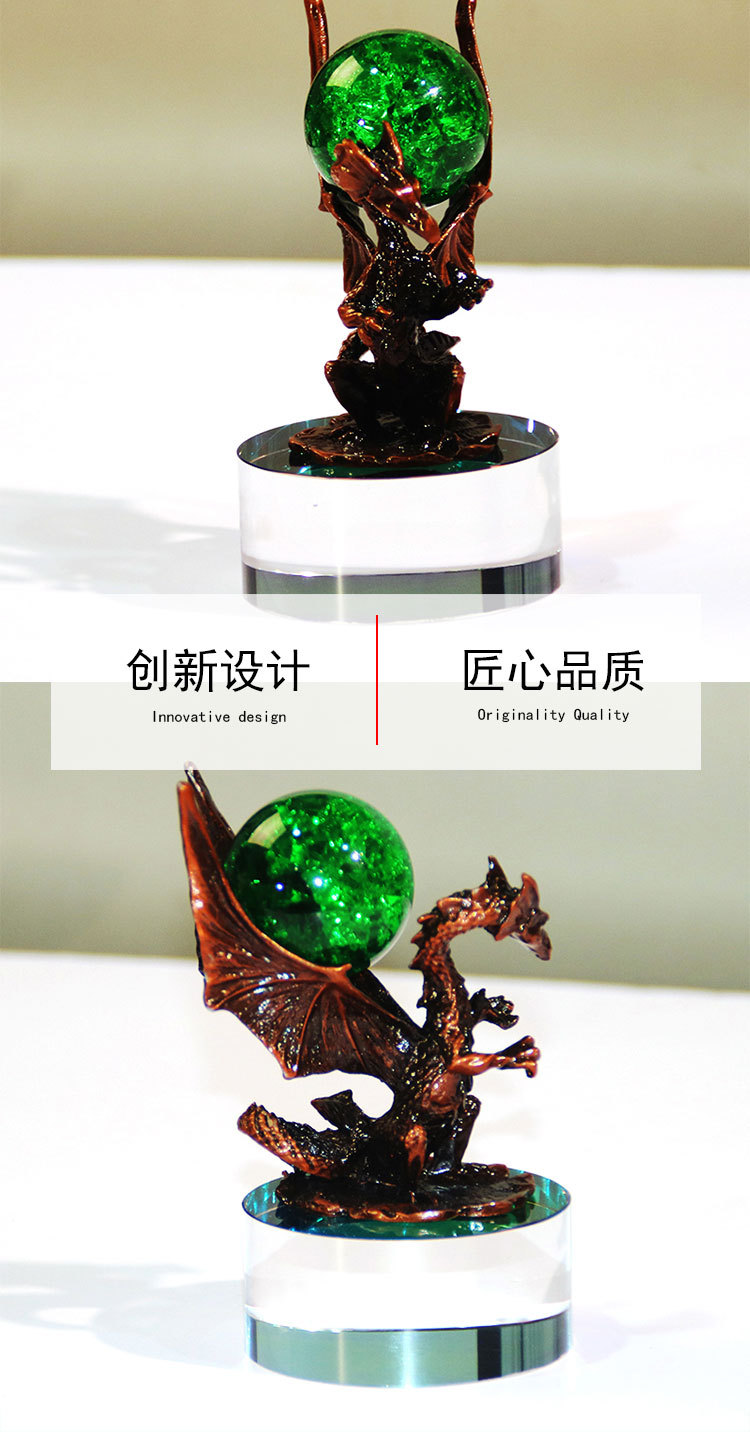 Metal pterodactyl crystal ball ornaments, desk and wine cabinet decoration, modern creative model room metal ornaments and handicrafts pic 9