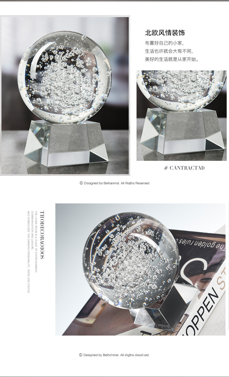 Ice crack ball crystal glass ball decorative items, artificial rockery fountain crack water flow bonsai handicrafts and ornaments pic 10