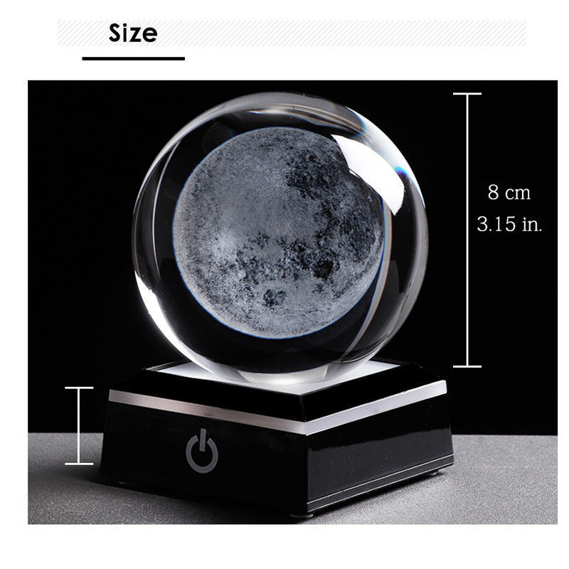 Creative cross-border wholesale 3D inwardly engraved luminous crystal balls, solar system birthday gifts, executive home decorations, handicrafts pic 5