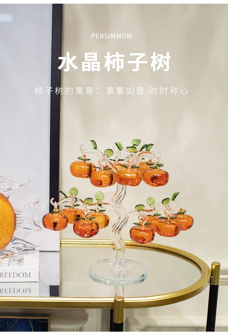 Crystal persimmon tree creative home decorations, living room entrance hall ornaments, TV cabinet decorations, home wine cabinet handicrafts pic 1