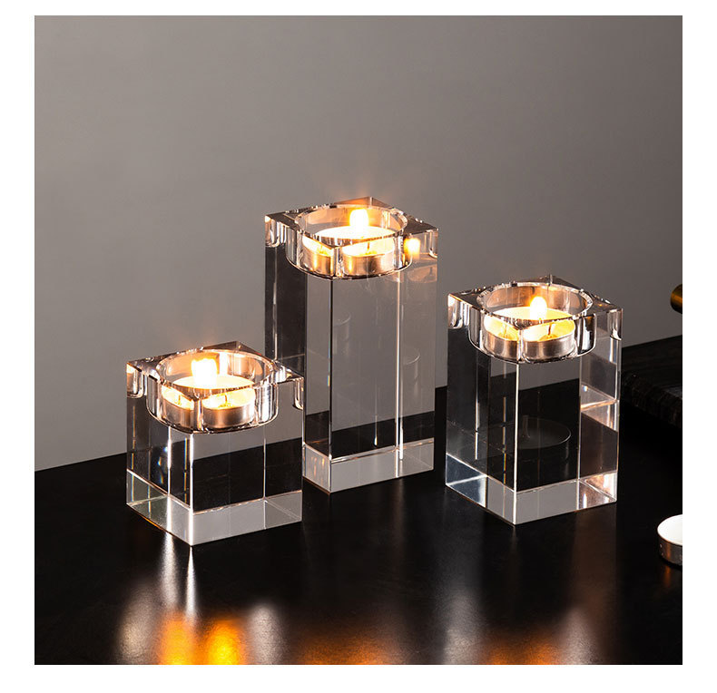 Nordic light luxury square crystal candlestick decoration, romantic candlelight dinner prop, candlestick table and table stand decoration pic 11