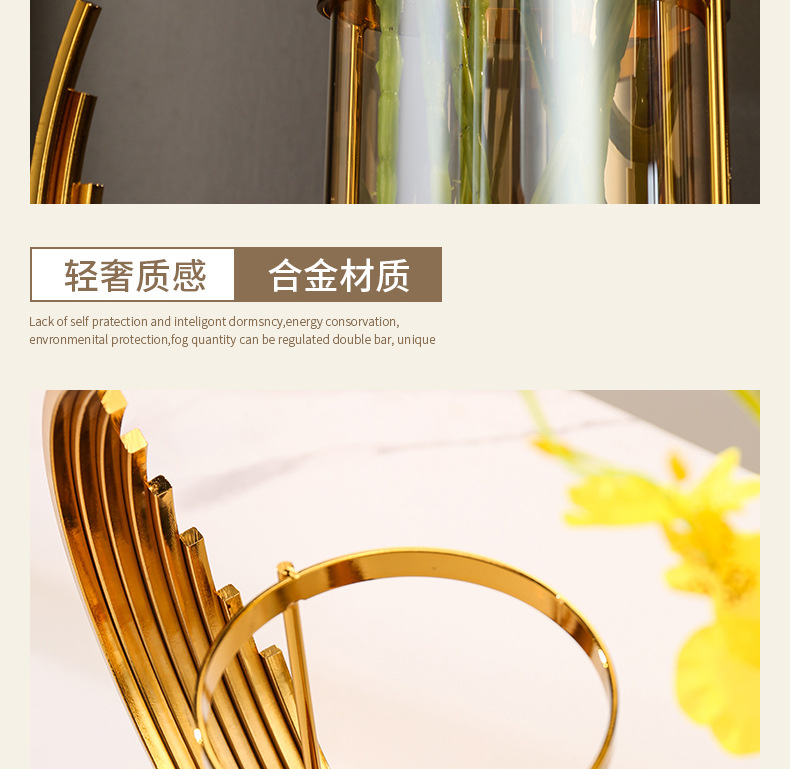 Creative living room light luxury style glass large high-end sense vase, high-end home living room dining table decorative items wholesale pic 8
