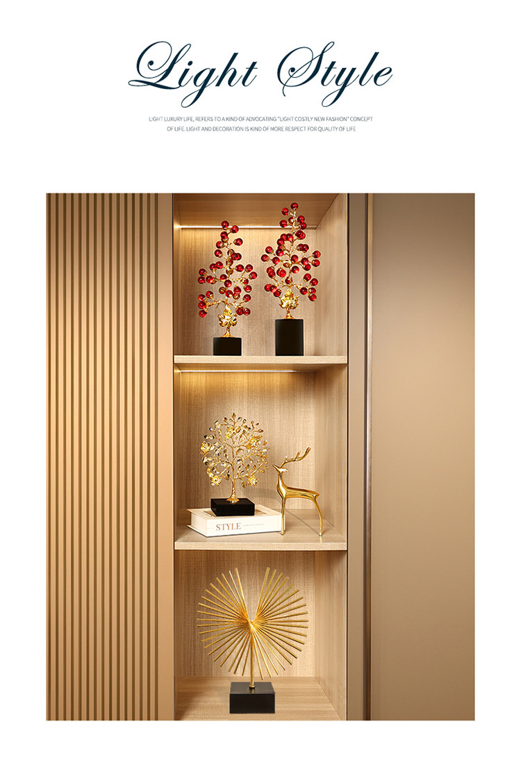 轻奢高级酒柜发财树摆件金玉满堂创意玄关柜子合金装饰品乔迁礼品详情9