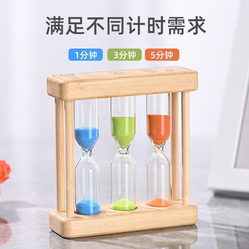 Wooden hourglass timer ornament 1/3/5-minute set wooden hourglass creative home ornament Children's hourglass Item Picture