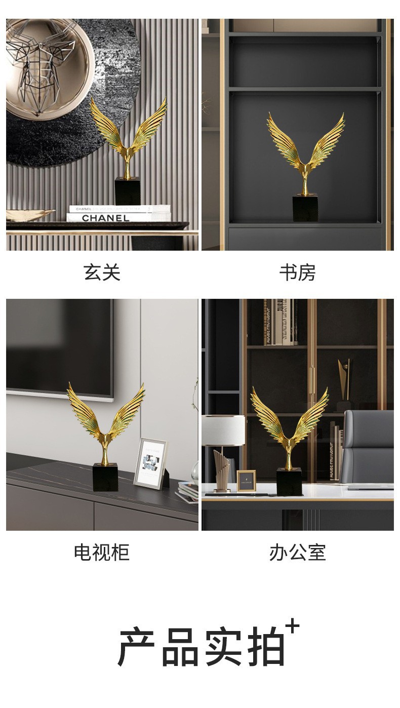 Simple and luxurious brass golden eagle high-end decorative items for home living rooms, high-end artistic decorative handicrafts and ornaments wholesale pic 5