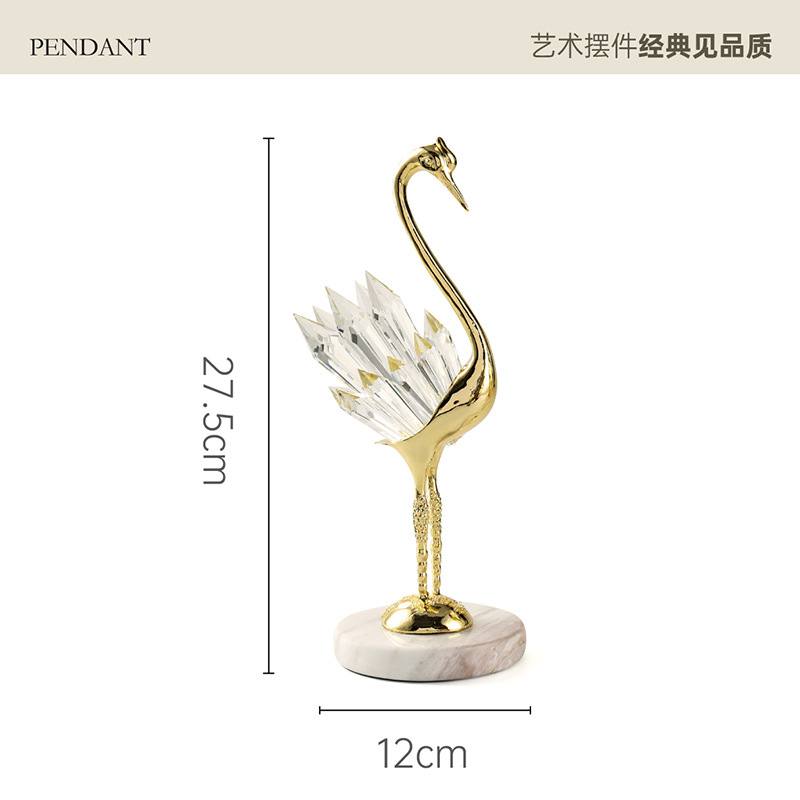 Nordic gold light luxury crystal swan decorative piece, creative home entrance hall, living room, wine cabinet decoration, gift for moving into a new home Item Picture