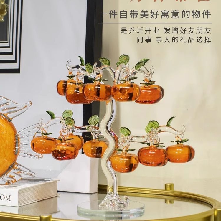 Crystal persimmon tree creative home decorations, living room entrance hall ornaments, TV cabinet decorations, home wine cabinet handicrafts details Picture