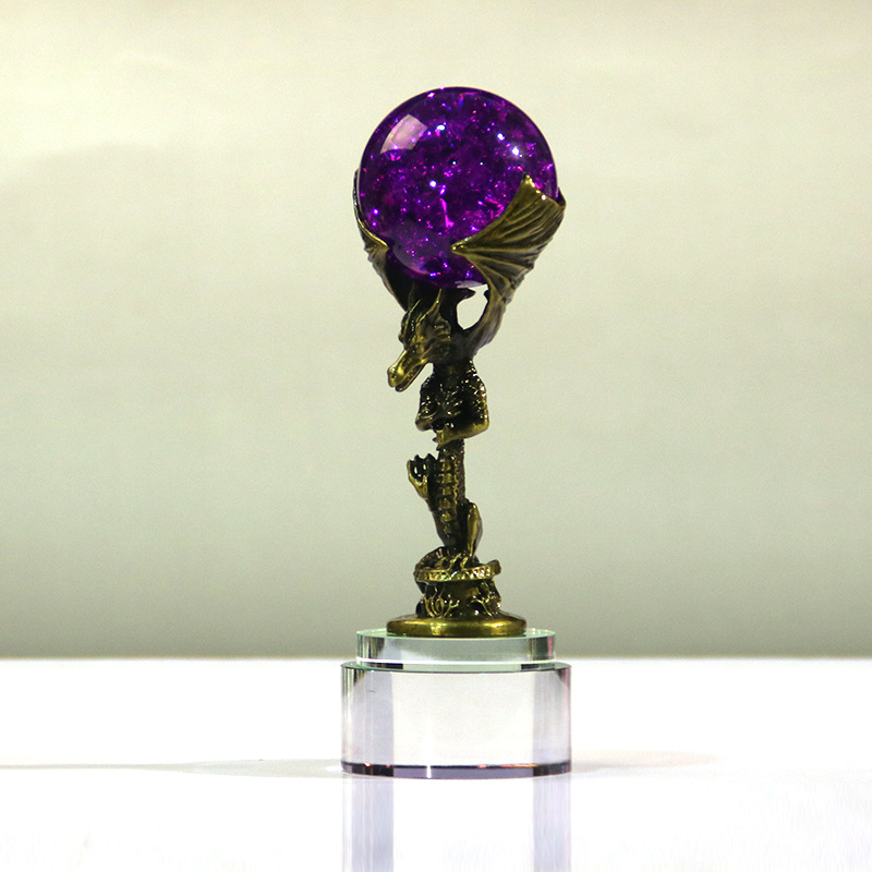 Spiral dragon crystal ball decorative desk wine cabinet decoration modern creative model room metal decorative handicrafts