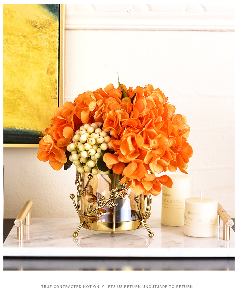 Thickened modern metal floral vase, Nordic light luxury dining table, special decorative glass ornament for dried flower arrangement pic 9