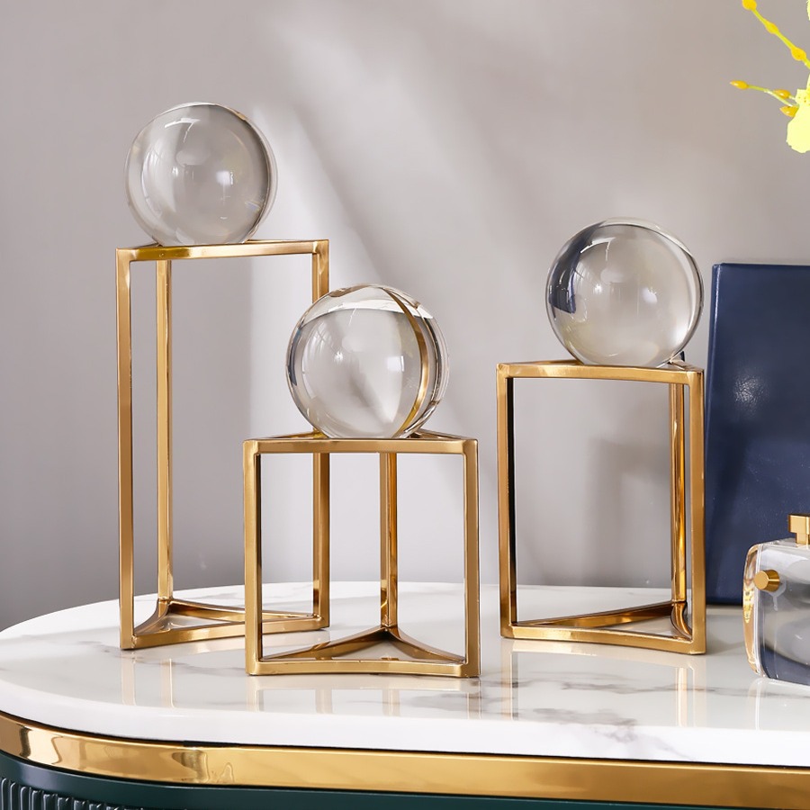 Modern, simple and light luxury crystal ball ornaments, Nordic living room model room home wine cabinet soft decoration wholesale details Picture