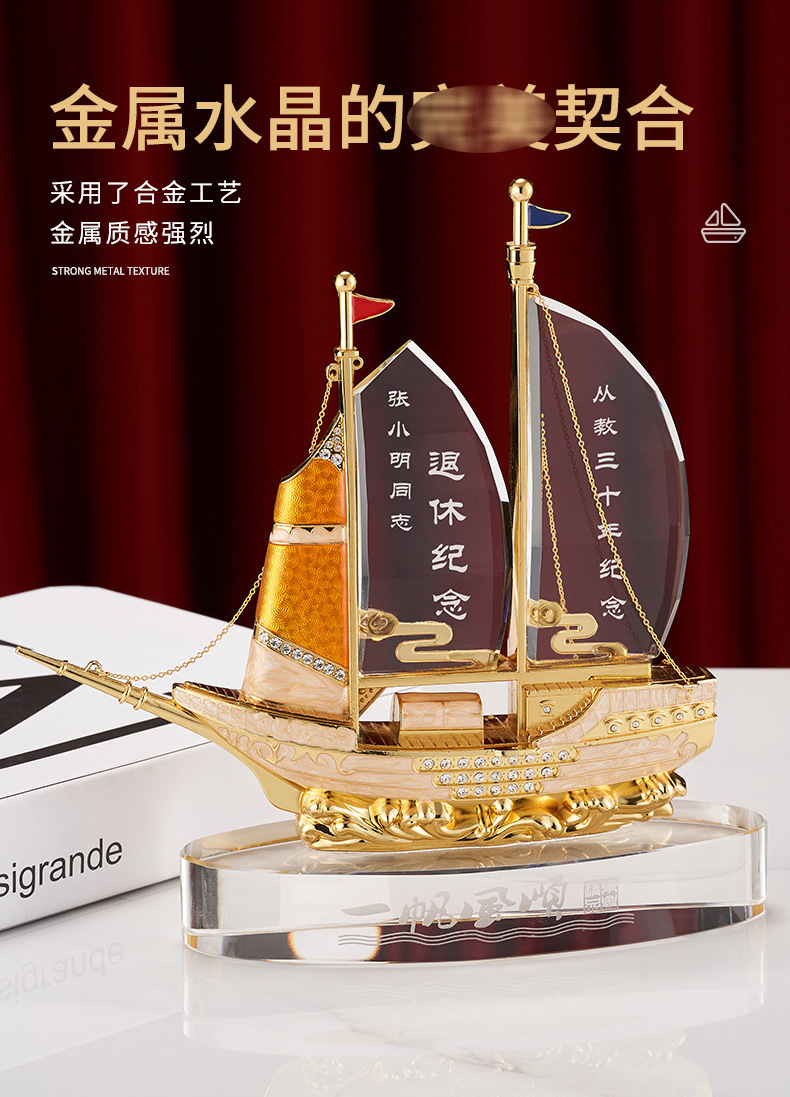 Crystal sailing sailboat ornaments, handicrafts, home, office, living room, wine cabinet decorations, business gifts pic 7