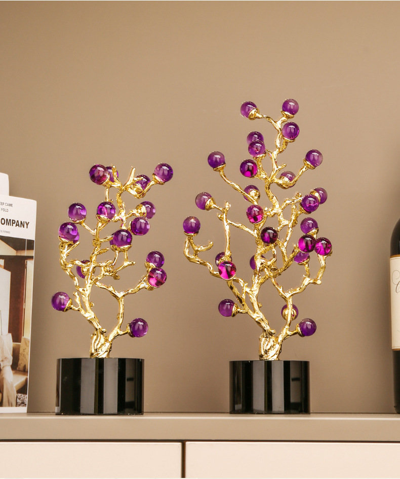 Light luxury high-end amethyst decorative plant ornaments, home living room, entrance hall, office desk decoration handicrafts pic 3