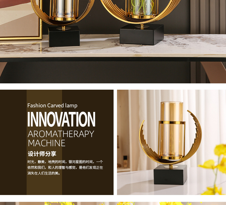 Creative living room light luxury style glass large high-end sense vase, high-end home living room dining table decorative items wholesale pic 2