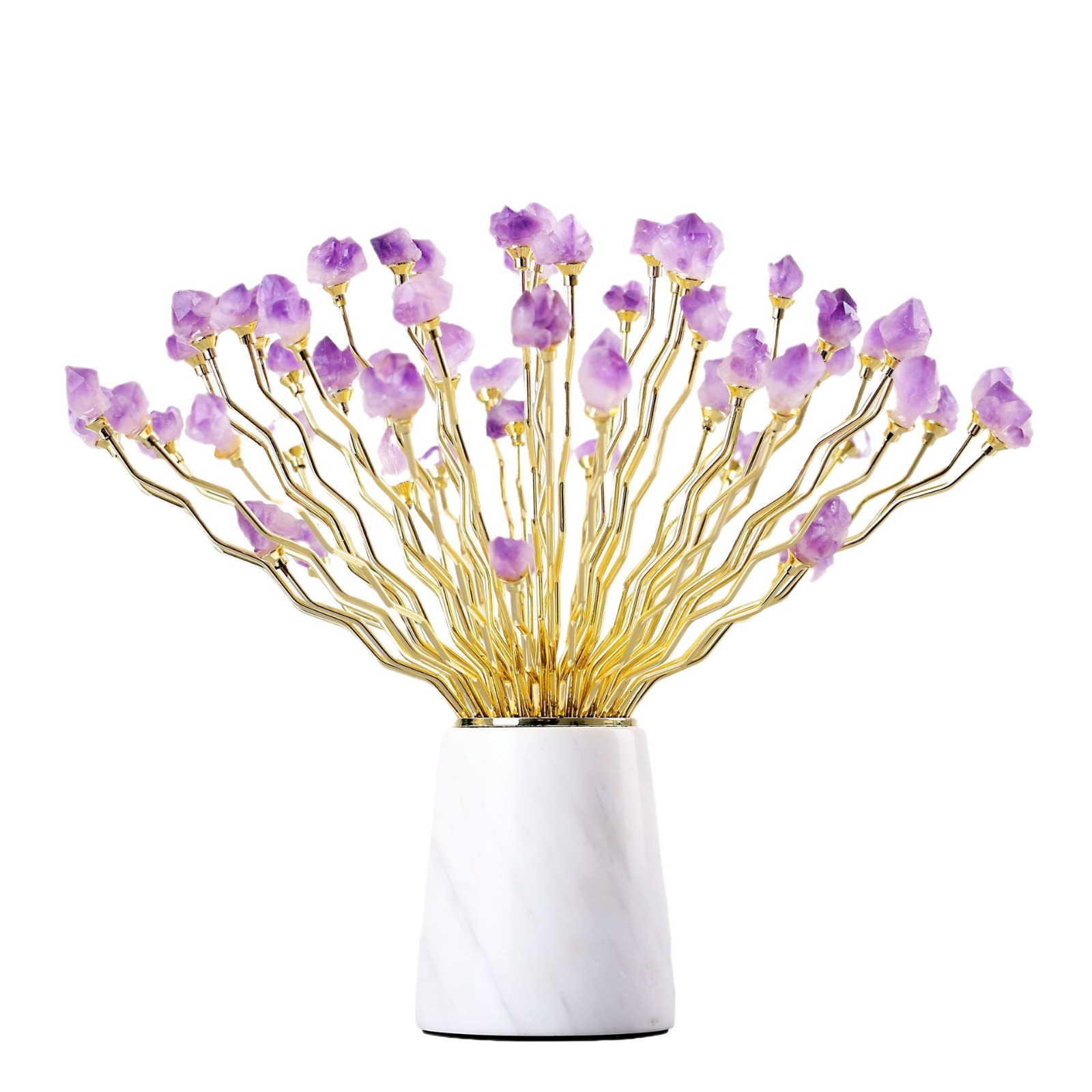 Modern light luxury natural purple crystal stone flower and wealth display piece, postmodern style villa hotel Nordic home decoration Application Scenario
