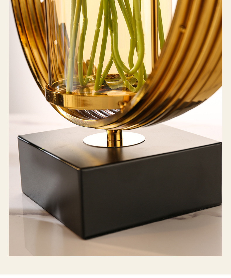 Creative living room light luxury style glass large high-end sense vase, high-end home living room dining table decorative items wholesale pic 10
