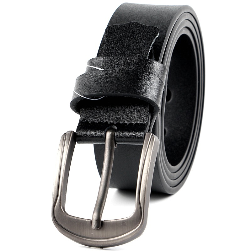 2023 New two-layer cowhide belt for men, genuine leather pin buckle belt for men, Korean retro trendy belt for middle-aged and young people Item Picture