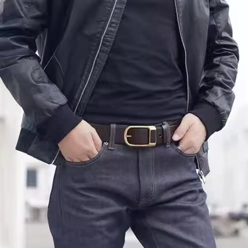 Factory direct sales of business belts, men's casual dress pants, jeans, soft leather belts, pin buckle PU simple and versatile belts details Picture