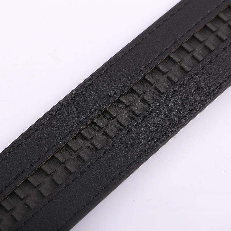 Wholesale of men's automatic buckle belts for business and casual wear, featuring fashionable patterns and double-buckle black automatic buckle belts Specification image