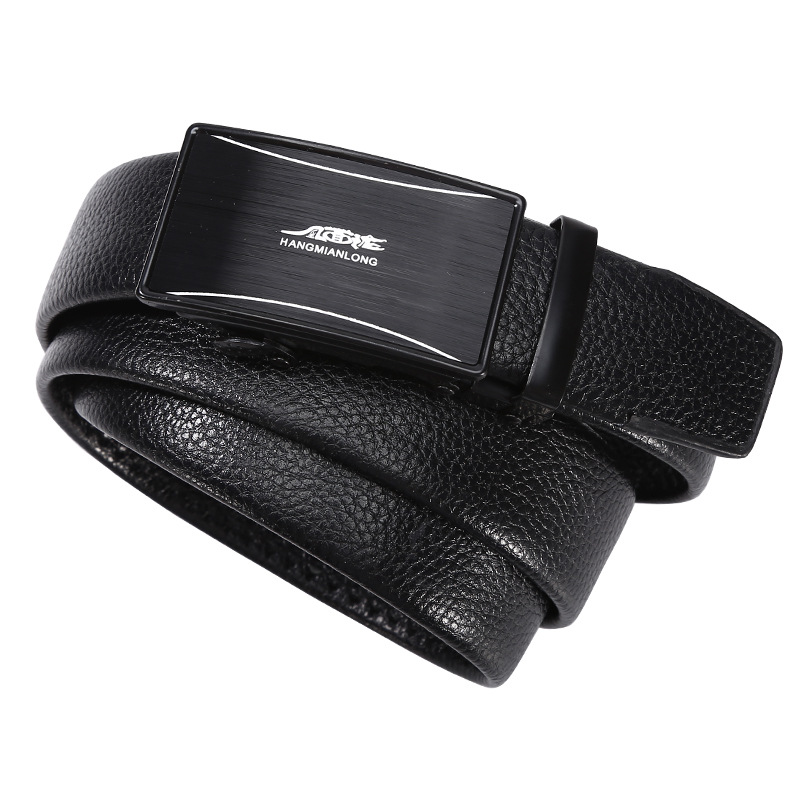 Men's belt wholesale, plain plate casual pants belt, street stall supply, automatic buckle belt for young and middle-aged people, imitation leather iron buckle Specification image