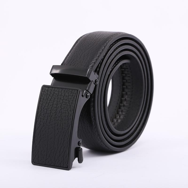 Wholesale of men's automatic buckle belts for business and casual wear, featuring fashionable patterns and double-buckle black automatic buckle belts Item Picture