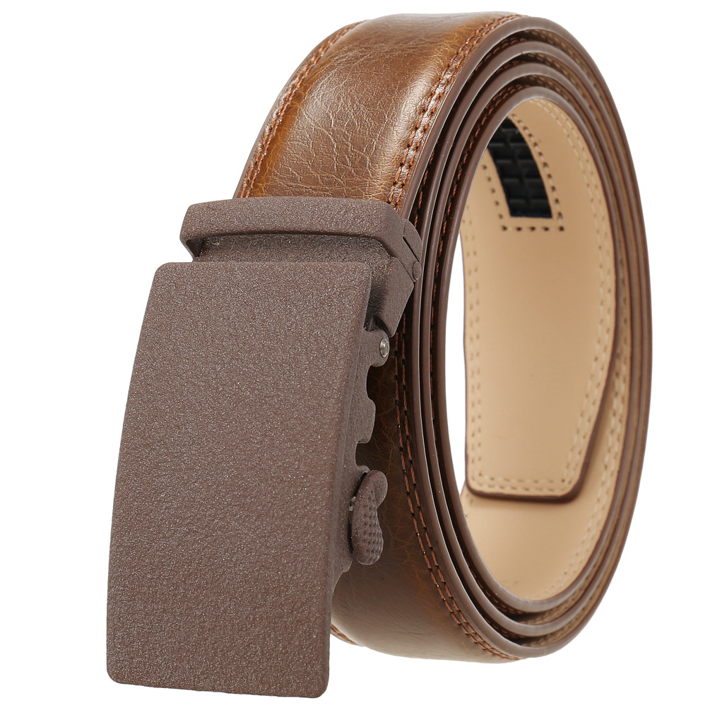 New men's casual business two-layer leather belt with automatic buckle ZD25-0711-2 Item Picture