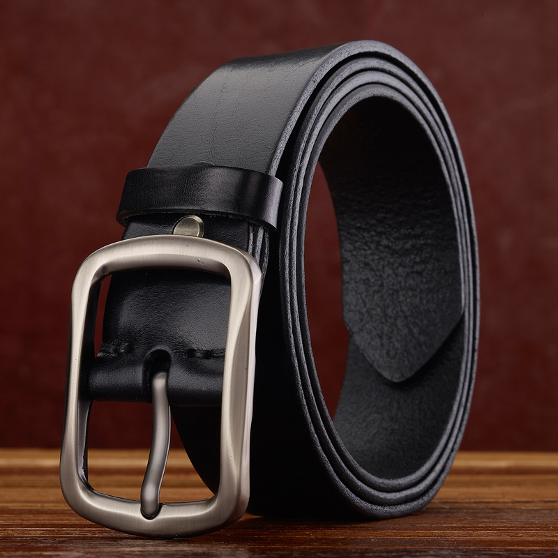 Men's casual leather top layer, cowhide belt, genuine leather men's retro and unique cowhide belt, simple and versatile wholesale Item Picture