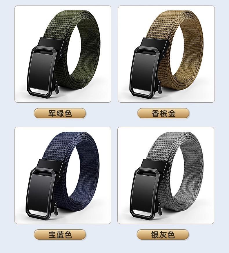 Factory wholesale automatic woven belts, nylon tactical outdoor belts, minimalist and versatile business canvas belts in stock pic 4