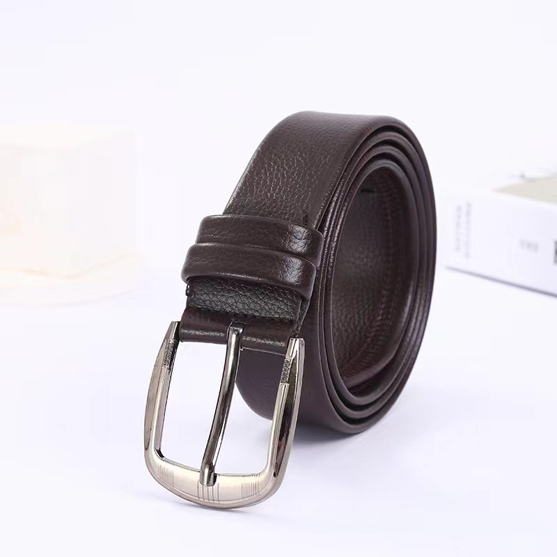 New men's belt with PVC edge and pin buckle, men's belt imitating cowhide, casual and versatile neutral belt details Picture