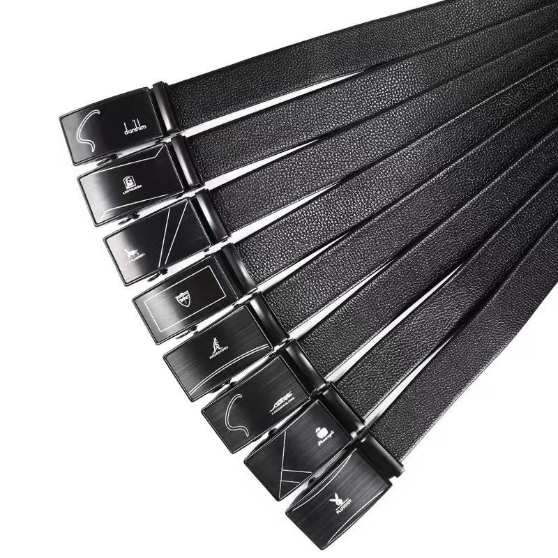 Men's belt wholesale, plain plate casual pants belt, street stall supply, automatic buckle belt for young and middle-aged people, imitation leather iron buckle Item Picture