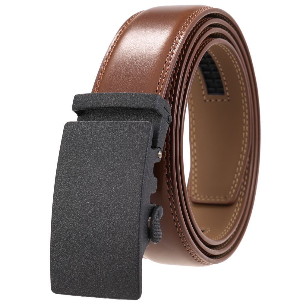 New men's casual business two-layer leather belt with automatic buckle ZD25-0711-2 details Picture